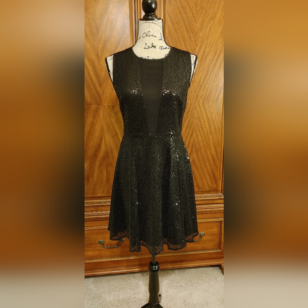 Cynthia Rowley black sequined cocktail dress, size 6